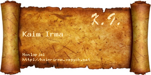 Kaim Irma névjegykártya